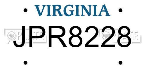 JPR8228 Virginia License Plate