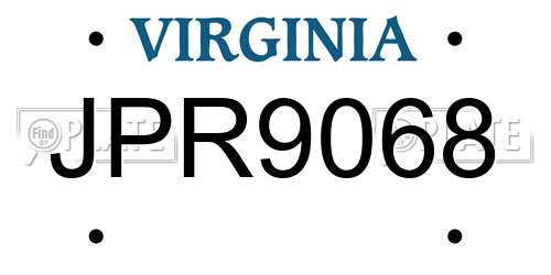 JPR9068 Virginia License Plate