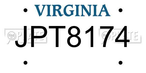 JPT8174 Virginia License Plate