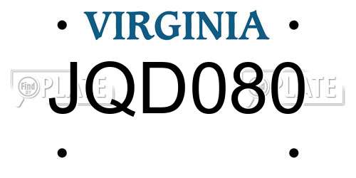 JQD080 Virginia License Plate