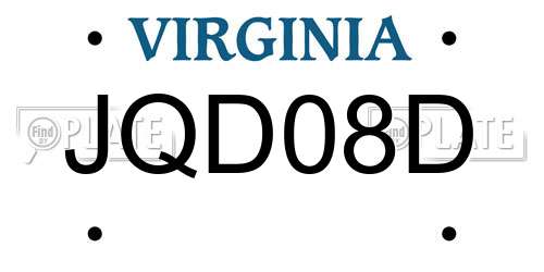 JQD08D Virginia License Plate