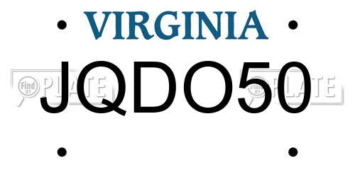 JQDO50 Virginia License Plate
