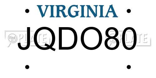 JQDO80 Virginia License Plate