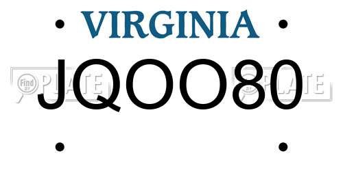 JQOO80 Virginia License Plate