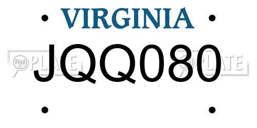 JQQ080 Virginia License Plate