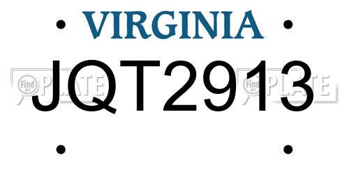 JQT2913 Virginia License Plate