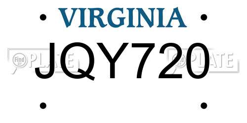 JQY720 Virginia License Plate