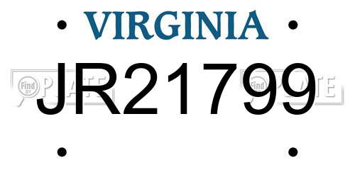 JR21799 Virginia License Plate