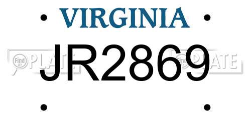 JR2869 Virginia License Plate
