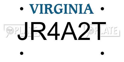 JR4A2T Virginia License Plate