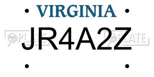 JR4A2Z Virginia License Plate