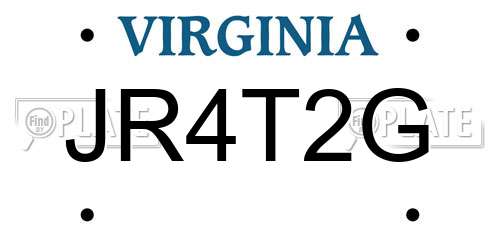 JR4T2G Virginia License Plate