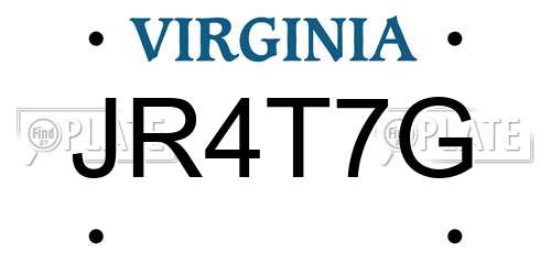 JR4T7G Virginia License Plate