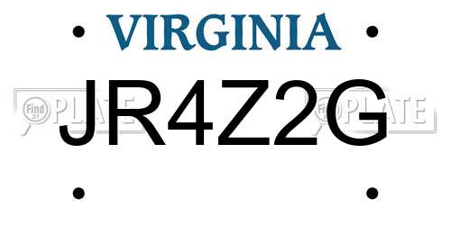 JR4Z2G Virginia License Plate