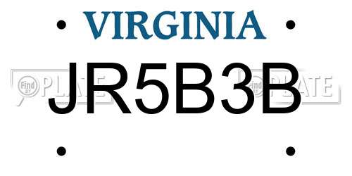 JR5B3B Virginia License Plate