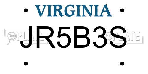 JR5B3S Virginia License Plate