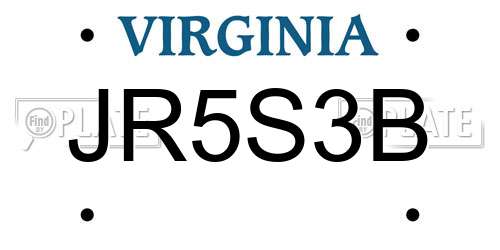 JR5S3B Virginia License Plate