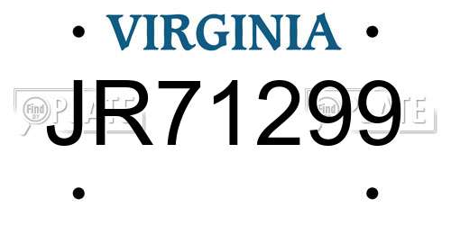JR71299 Virginia License Plate