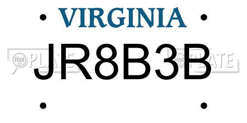JR8B3B Virginia License Plate