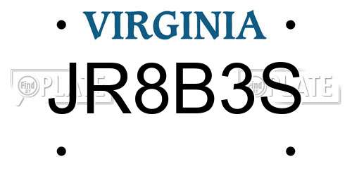 JR8B3S Virginia License Plate