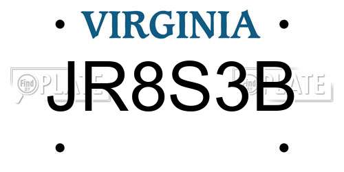 JR8S3B Virginia License Plate