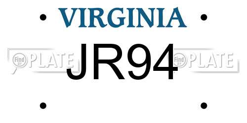 JR94 Virginia License Plate