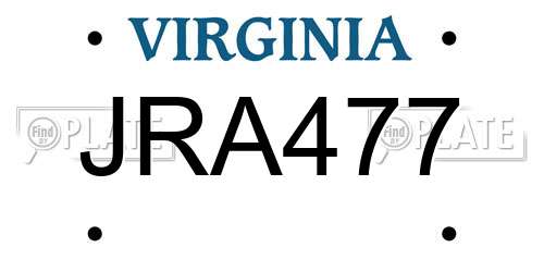 JRA477 Virginia License Plate