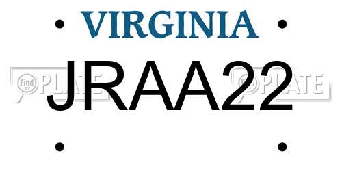JRAA22 Virginia License Plate