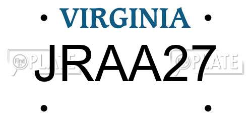 JRAA27 Virginia License Plate