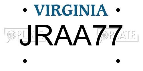 JRAA77 Virginia License Plate