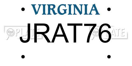 JRAT76 Virginia License Plate