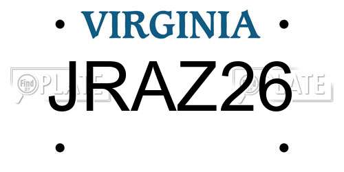 JRAZ26 Virginia License Plate