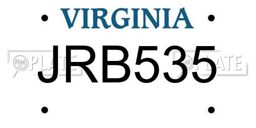 JRB535 Virginia License Plate