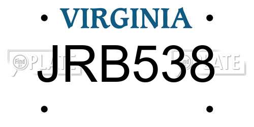 JRB538 Virginia License Plate