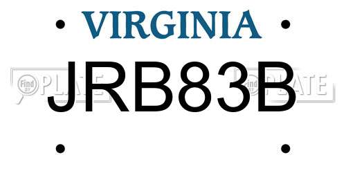 JRB83B Virginia License Plate