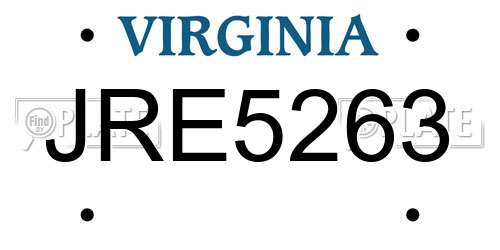 JRE5263 Virginia License Plate