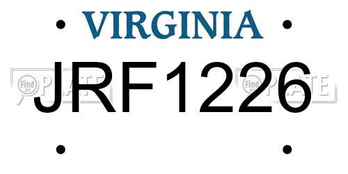 JRF1226 Virginia License Plate