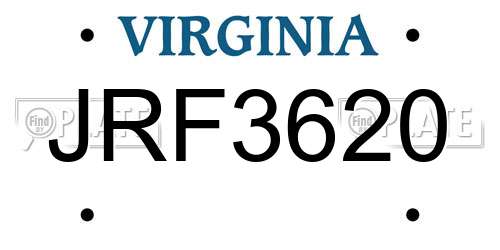 JRF3620 Virginia License Plate