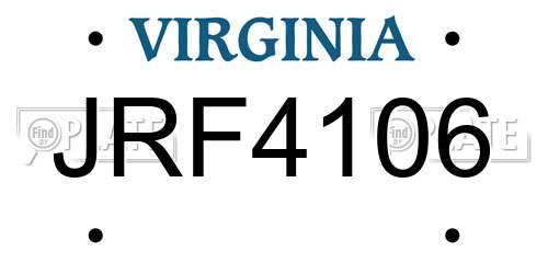 JRF4106 Virginia License Plate