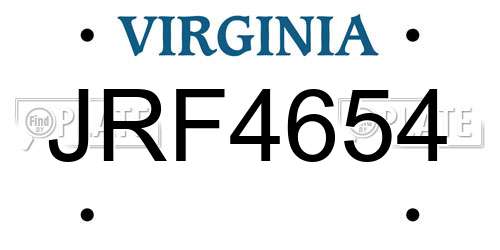 JRF4654 Virginia License Plate