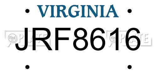 JRF8616 Virginia License Plate