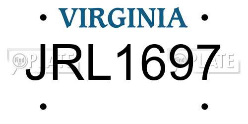 JRL1697 Virginia License Plate
