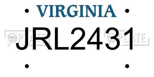 JRL2431 Virginia License Plate