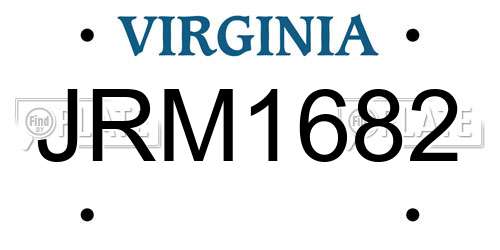 JRM1682 Virginia License Plate
