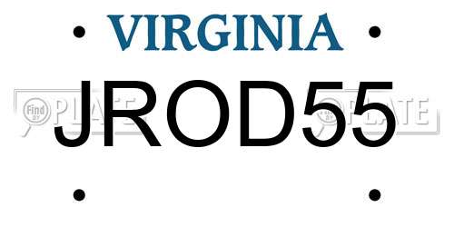 JROD55 Virginia License Plate