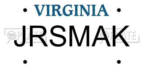 JRSMAK Virginia License Plate