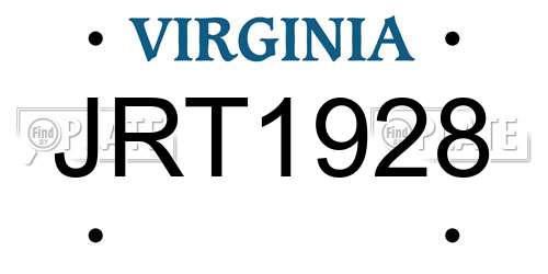 JRT1928 Virginia License Plate