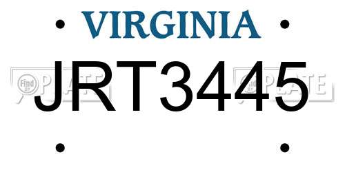 JRT3445 Virginia License Plate