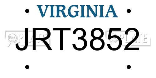 JRT3852 Virginia License Plate