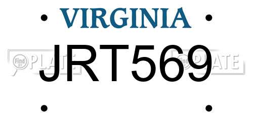 JRT569 Virginia License Plate